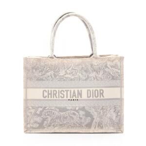 Christian Dior BOOK TOTE Toile de Jouy canvas bag gray Ivory White